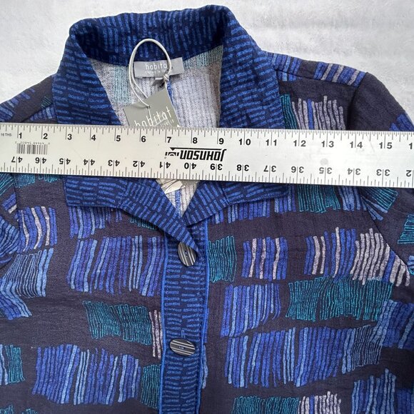 Habitat Womens Mixed Print Button Front Swing Jacket Small Blue Sapphire New - Picture 7 of 10
